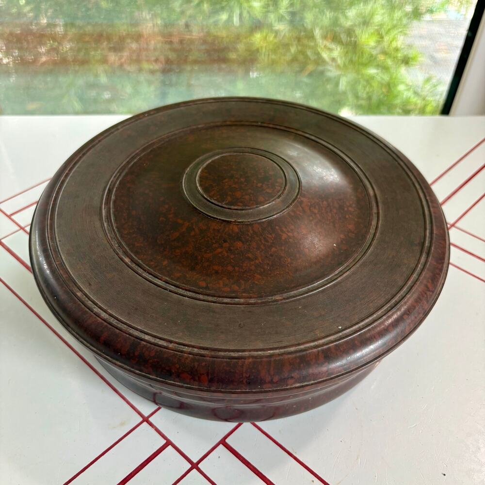 Vintage Domart Bakelite Sewing Box Round Art Deco Thread Caddy